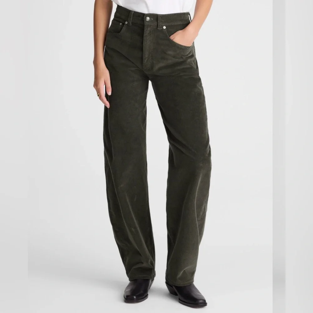 Madewell The Balloon Pant in Corduroy Graphite‎ Green Sz 29 Sample